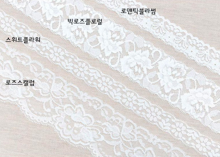 로맨틱 스판 라셀 레이스 원단 화이트 4종 : 원단천국