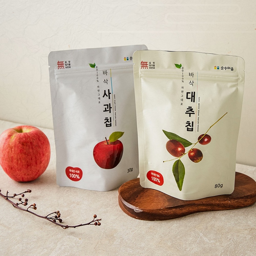 순수마을 자연그대로 사과칩 30g 남녀노소 영양간식 : 올리빙쇼핑