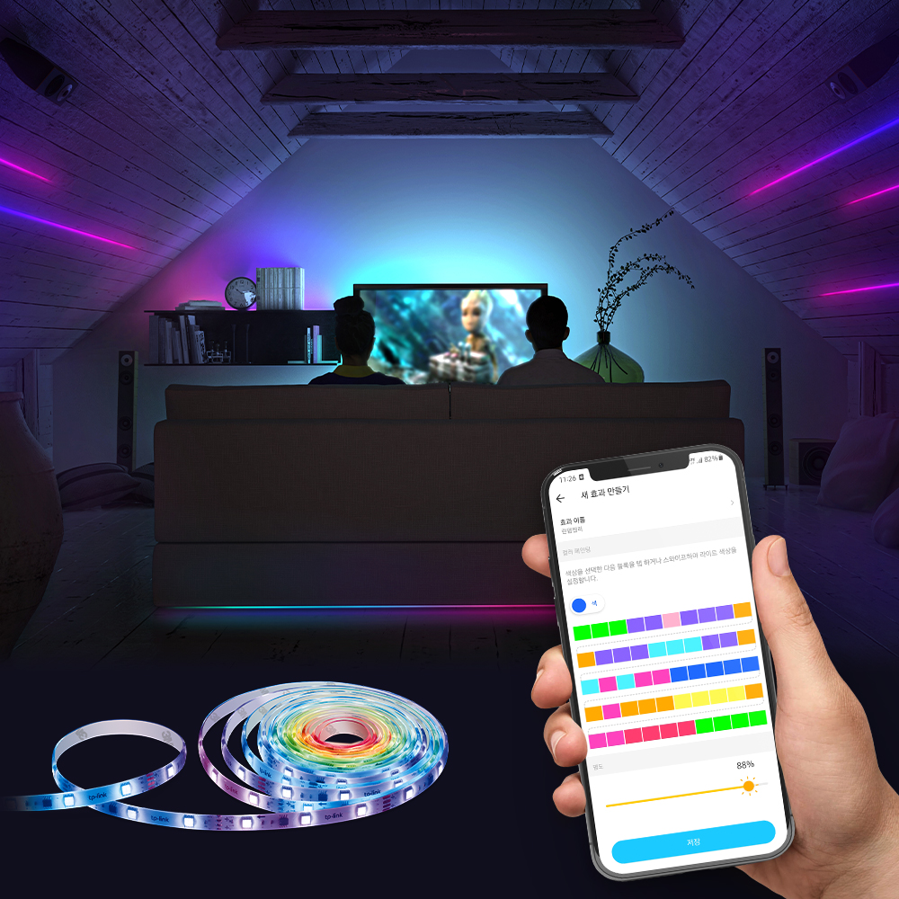 티피링크 Tapo L920-5 스마트 LED스트립 원격제어 구글홈 스트립 붙이는 줄조명 간접조명 5m : 티피링크 공식몰