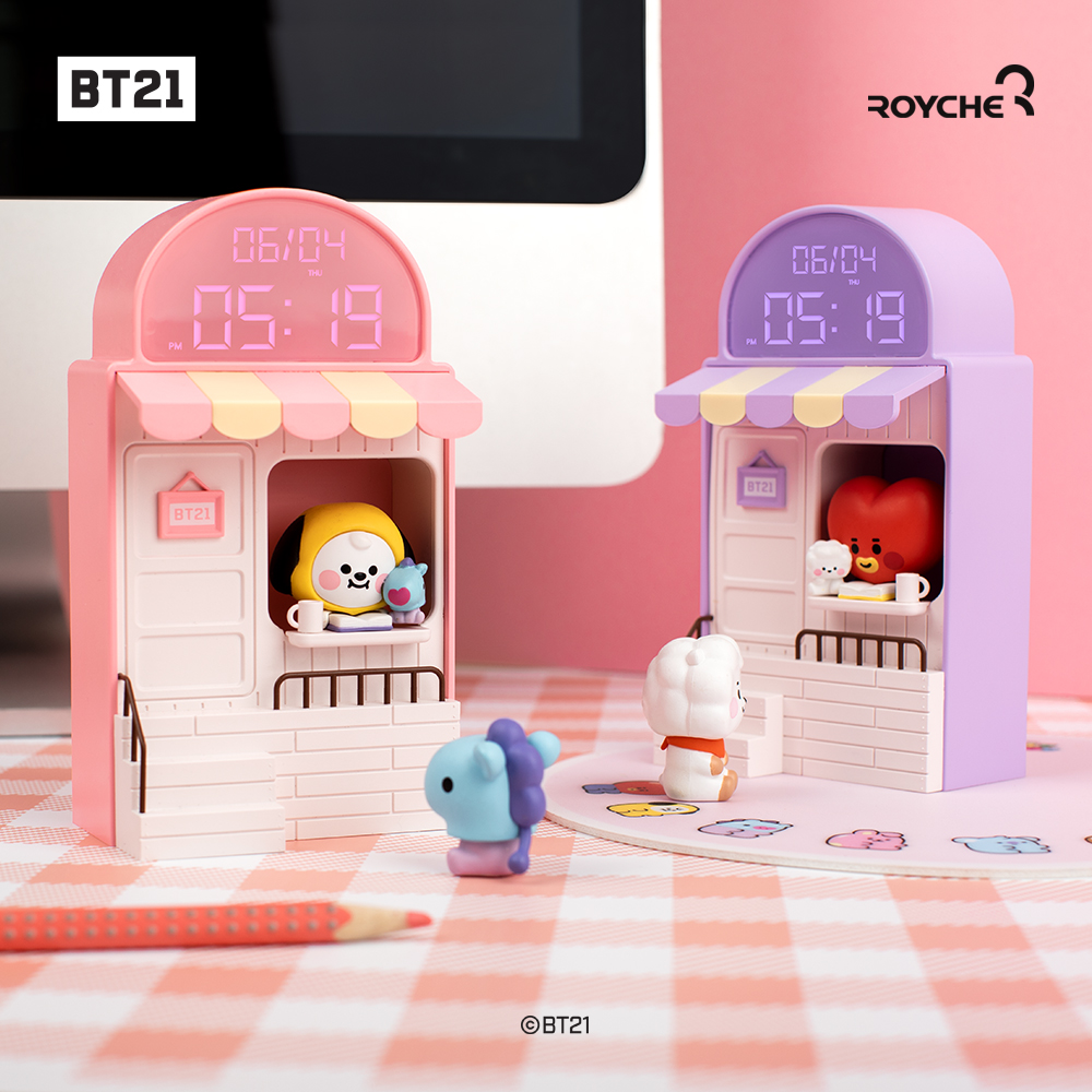 로이체 BT21 베이비 LED 디지털 탁상시계 마이리틀버디 카페모형 알람기능 사운드 : 디엔케이샵