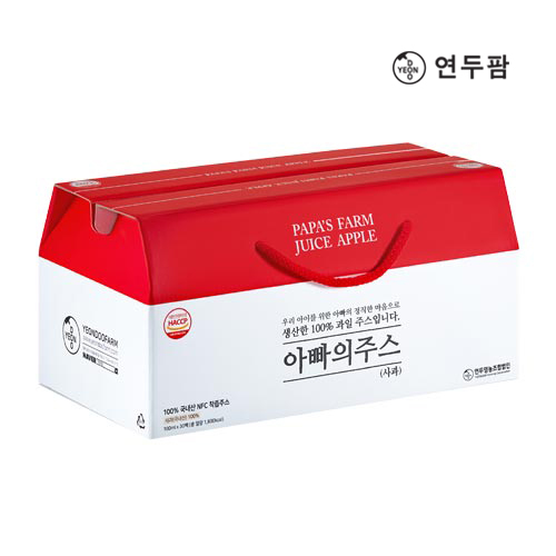 돌려따는) 아빠의주스 사과즙 100ml 30개입 한박스 : 연두영농조합법인