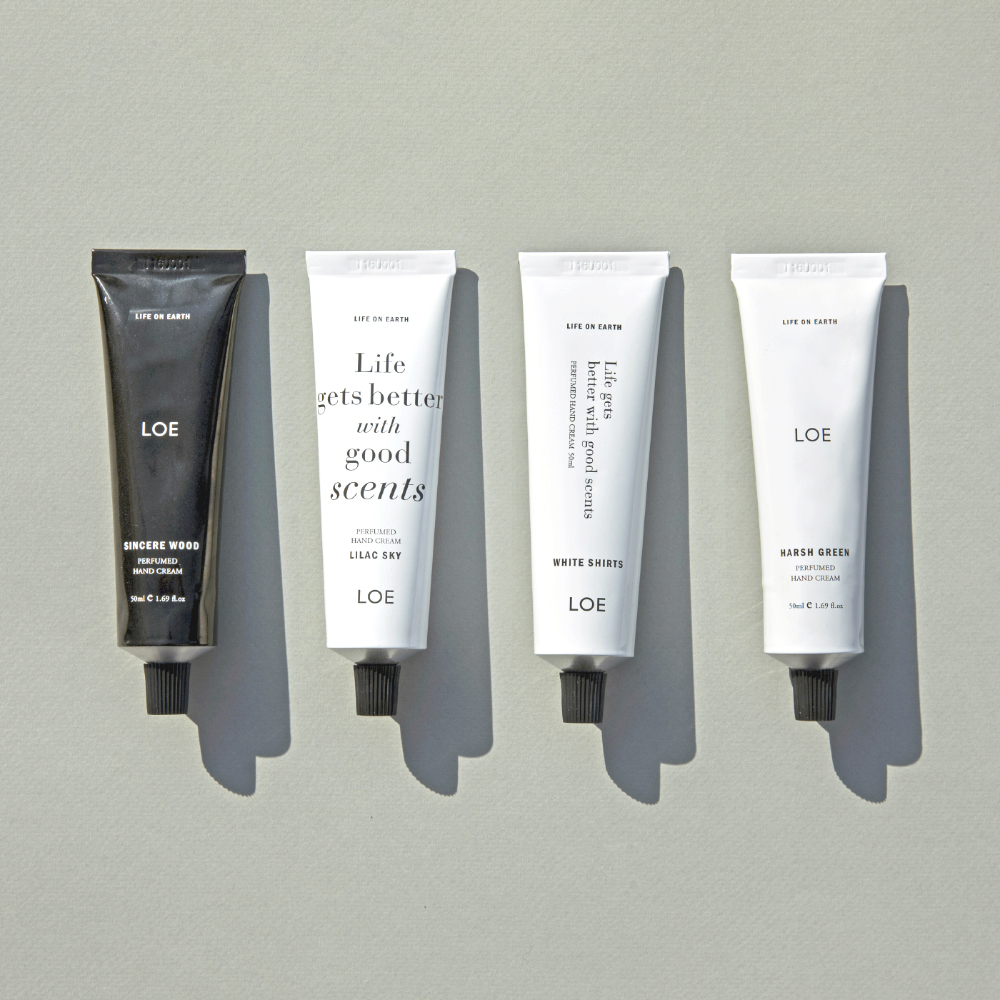 로에 퍼퓸드 핸드크림 50ml / 써니브리즈, 피치앤티, 하쉬그린, 신시어우드, 라일락스카이, 화이트셔츠 : 로에 LOE