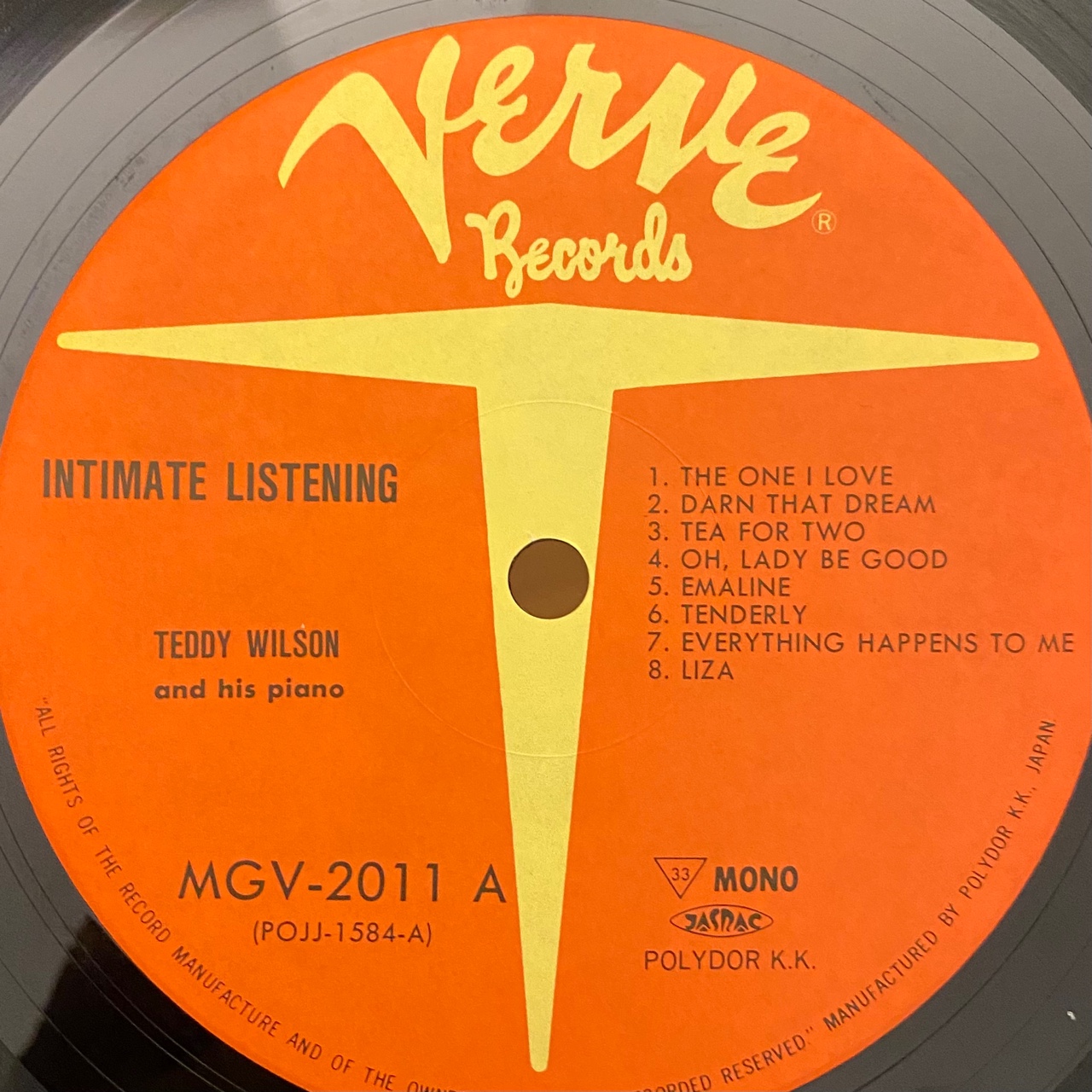 Teddy Wilson - Intimate Listening (VERVE) (POJJ1584) : 인터플레이 레코드 샵