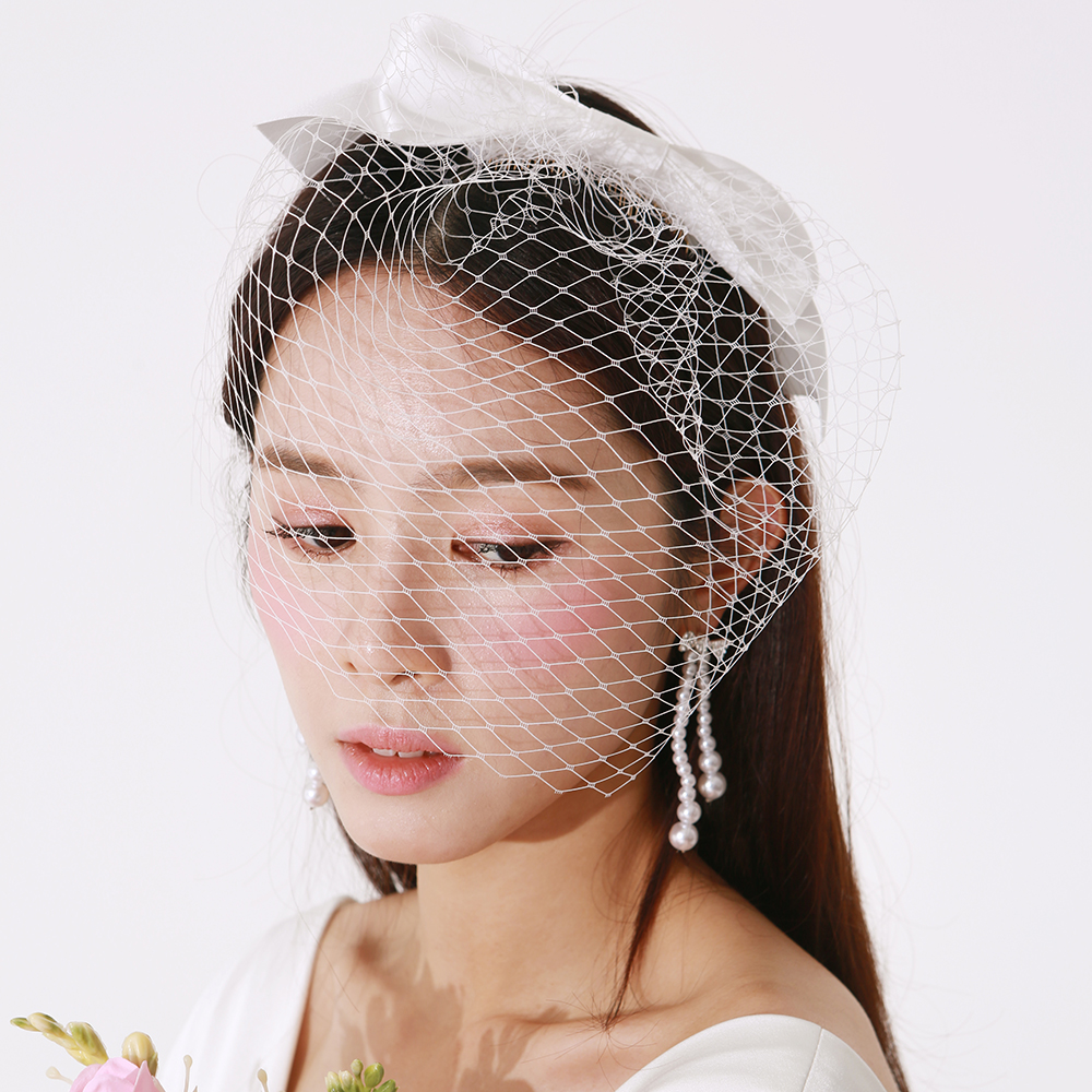 애즈원 리본 페이스 베일 VLC0110 셀프웨딩촬영 브라이덜샤워 면사포 헤어 악세사리 : 베일즈