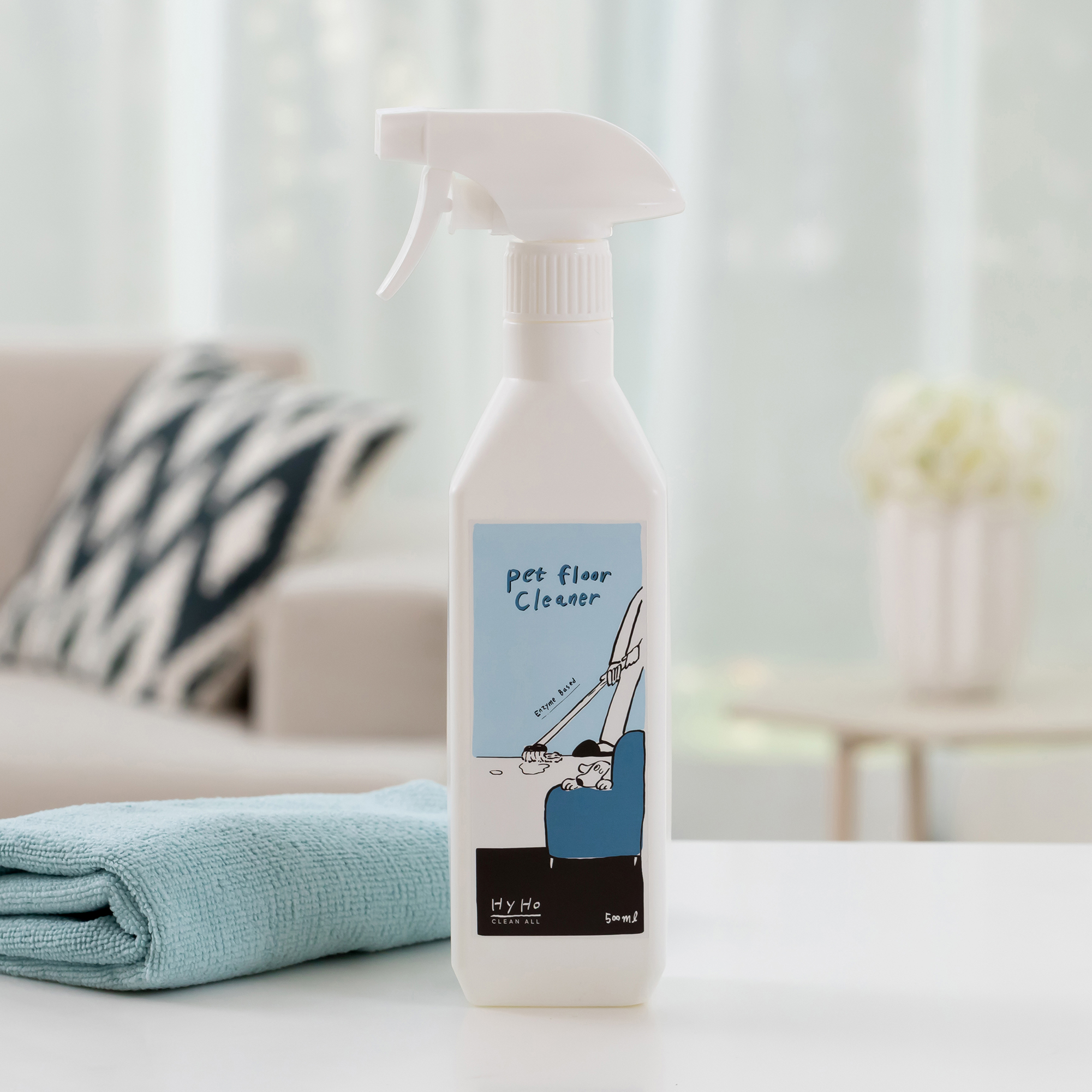 하이호 펫플로어클리너 500ml,+ 500ml, 반려동물 생활세정제 , 산책후 발자국 배변자국 세정 냄새없는 살균세정 : 하이호 클리너스