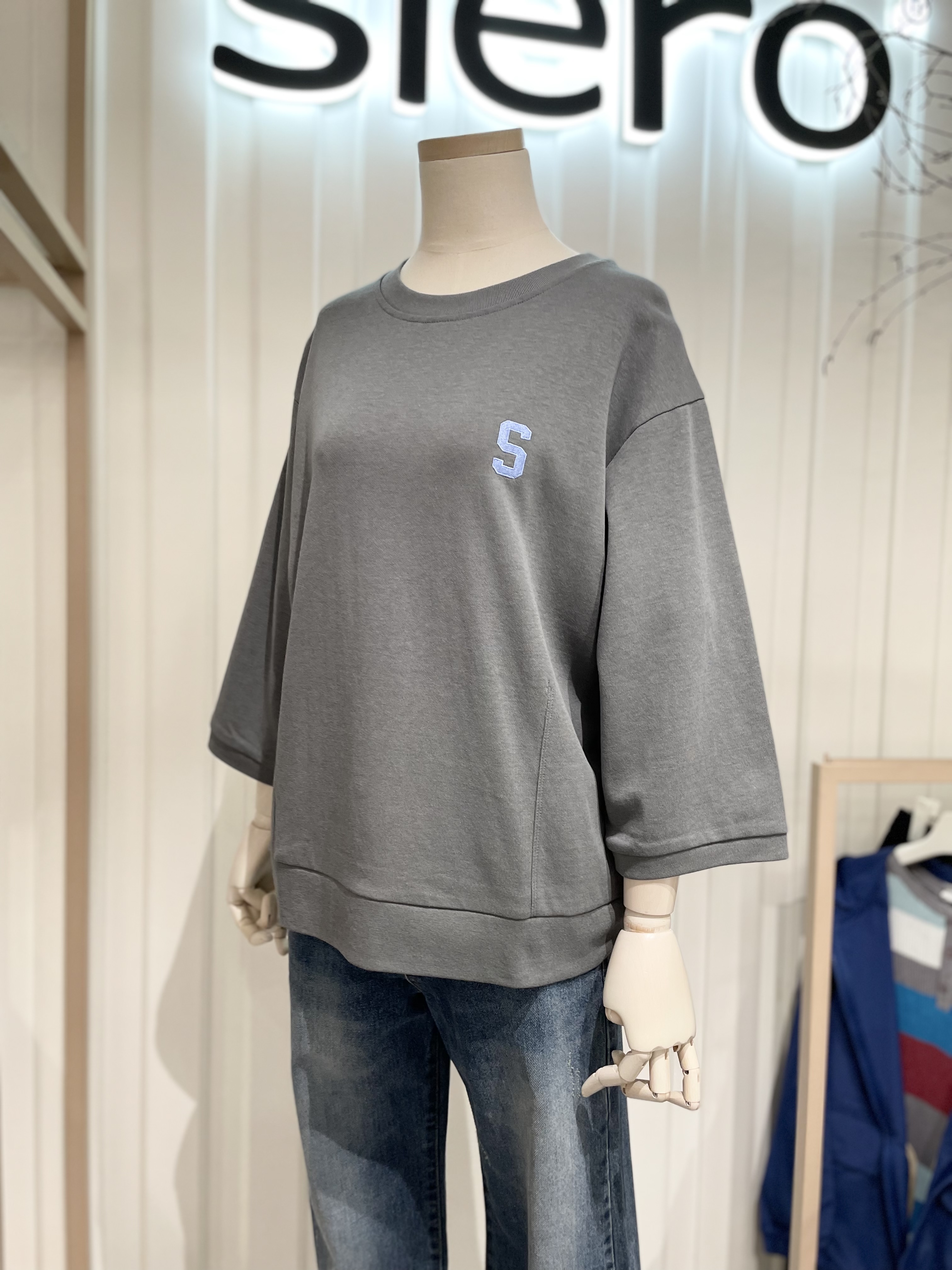 [시에로] 로고자수 5부소매 티셔츠 SG3TSF073 : 마리오아울렛 시에로