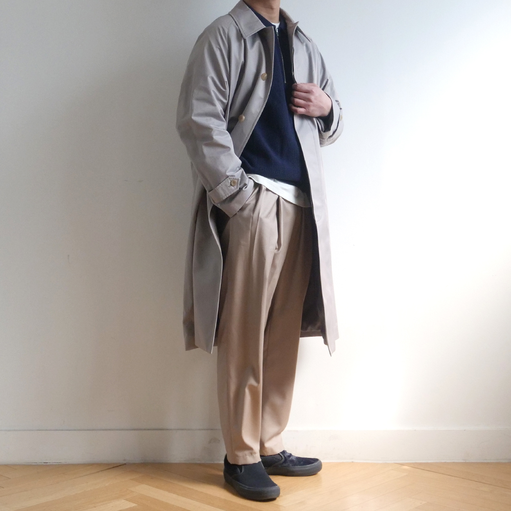 [인더로우][INTHERAW] 오가닉 칼라 집 니트 풀오버 네이비 블루 Organic Collar Zip Knit Pullover Navy Blue : wyndshop