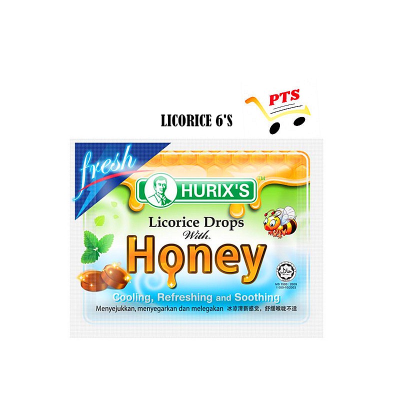 말레이시아 HURIX 휴릭스 사탕 상쾌한 목캔디 HONEY DROP 6개입X3팩 : 구즈말레이시아