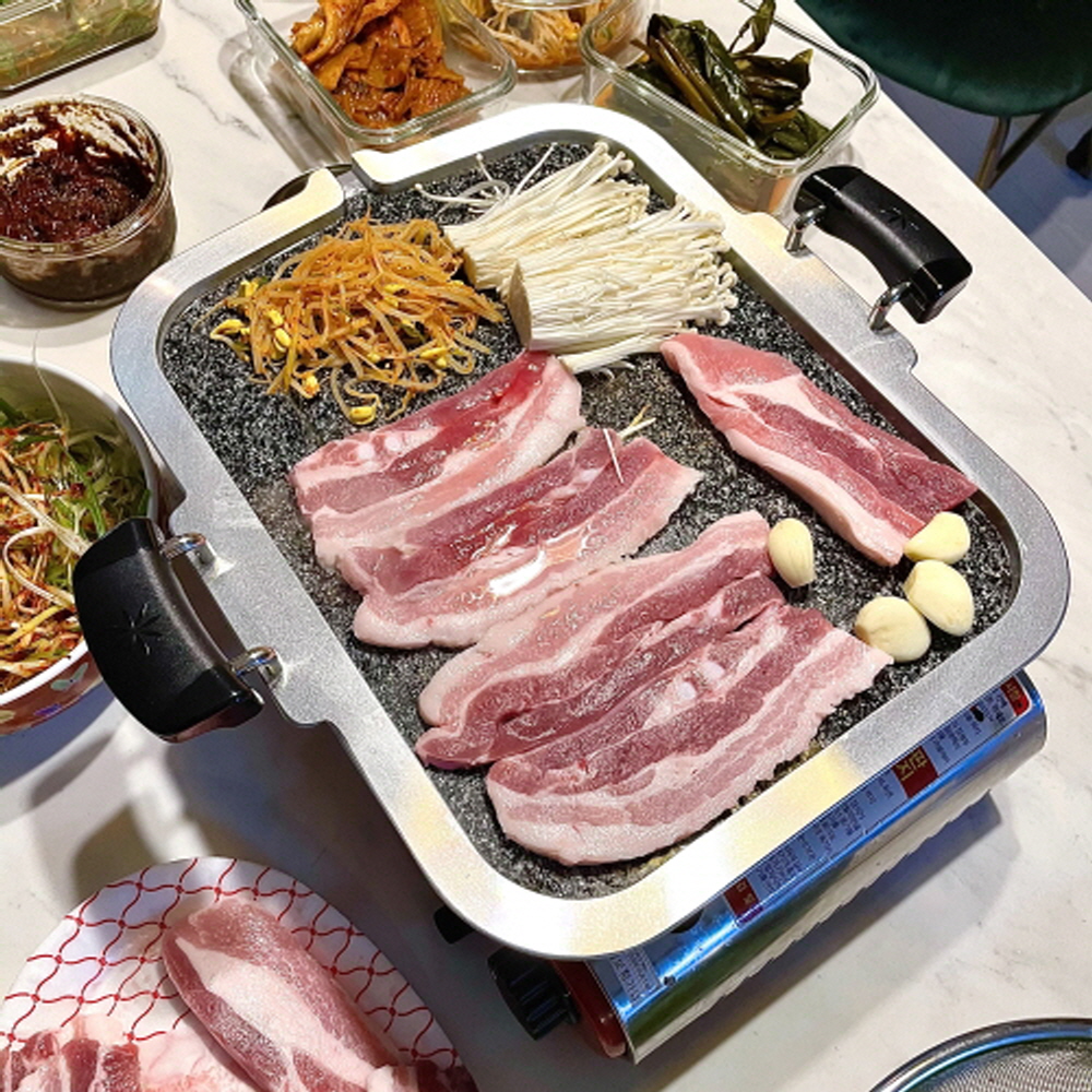 구이용돌판 삼겹살불판 자연석 고기불판 대 사각형 가정용 고깃집 업소용 파워불판 : 편리하우스