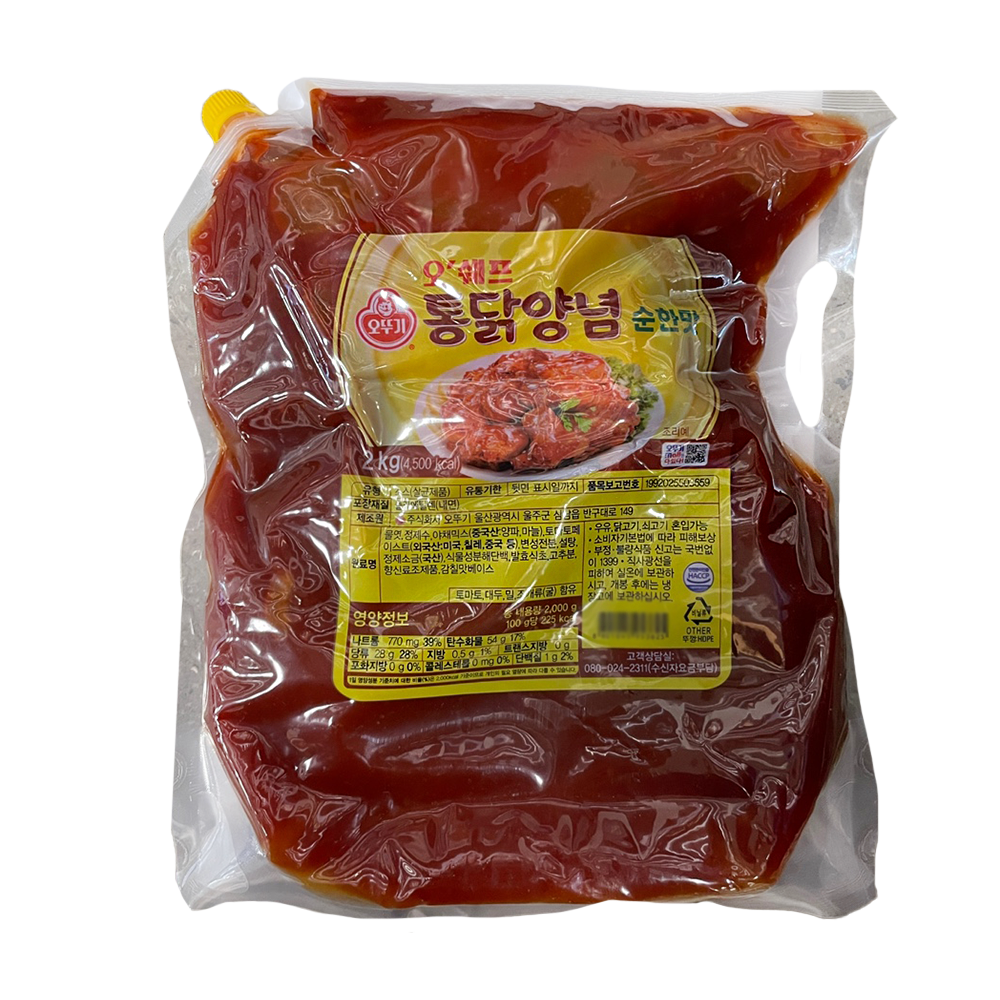오뚜기 오쉐프 통닭양념 순한맛 2kg : 푸드엔마트