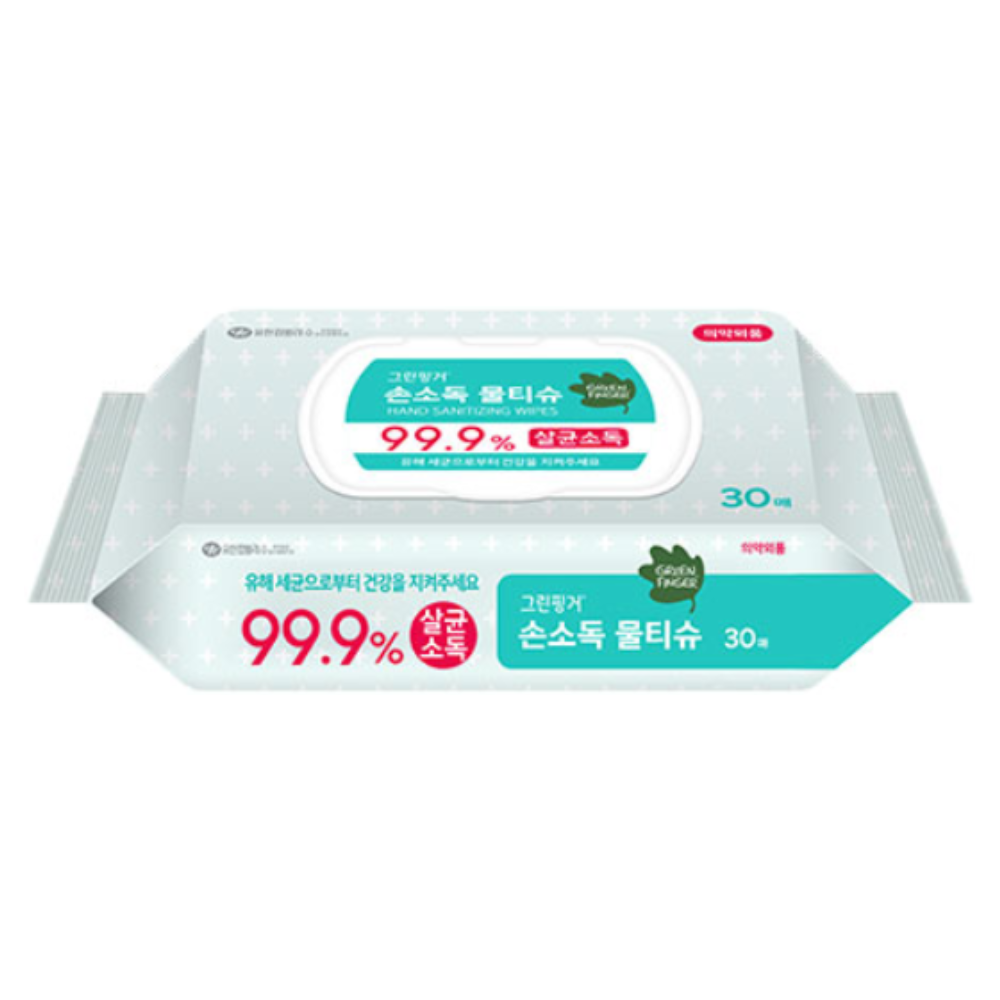 그린핑거 소독티슈 30매x10(1박스) 살균 알콜 향균 티슈 거울세정 차량용 물티슈 캡형 : 마켓MRO
