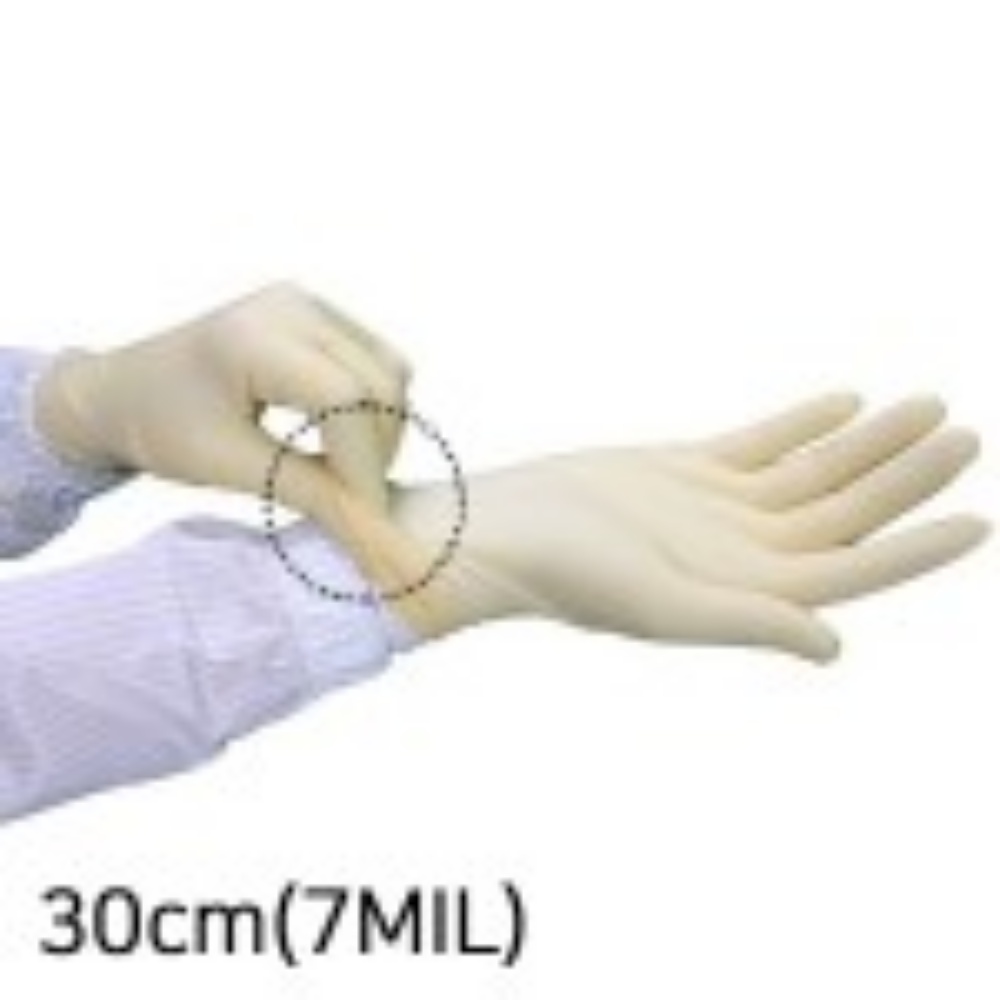 손목긴니트릴장갑 목긴 장갑 라텍스 장갑 30CM 7mil : 성마니