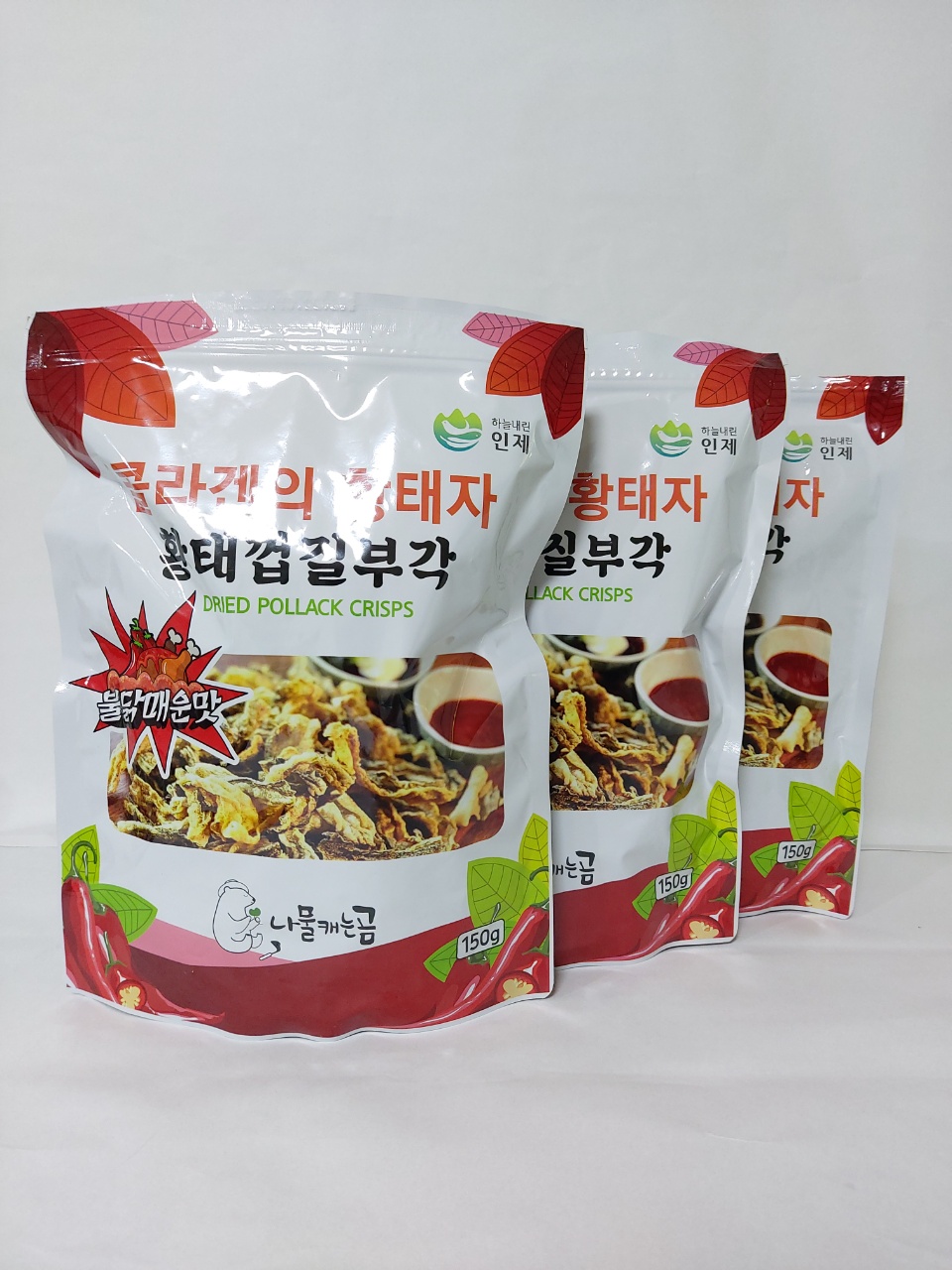 곰푸드 나물캐는곰 직영 황태껍질부각 튀각 불닭매운맛 130g 3봉 : 곰푸드 - 나물캐는곰