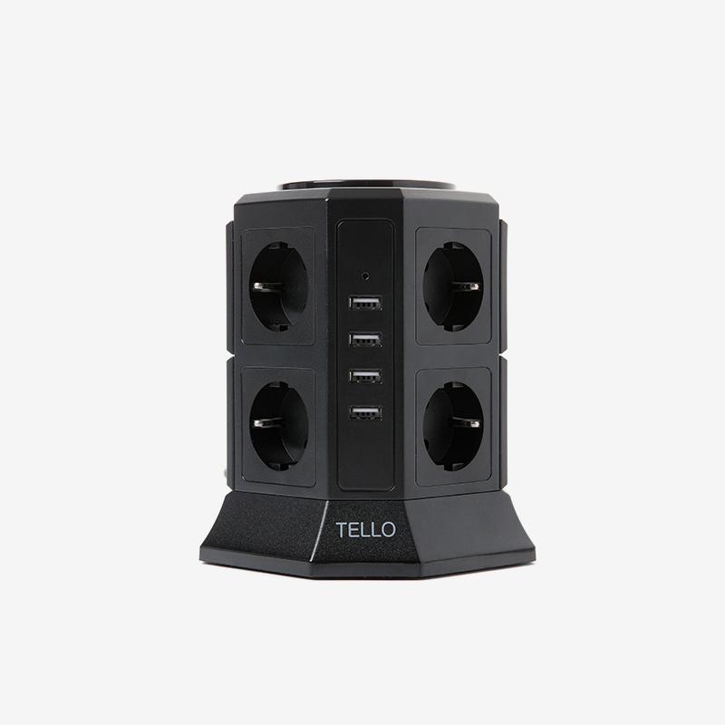 텔로 (에디션) 타워 멀티탭 17구(USB-3,CTYPE-2) KC인증 접지 안전 고급 멀티탭 선정리 가능한 인테리어 귀여운 디자인 예쁜색상, 2m, 딥블루, 1개 상세사진 3