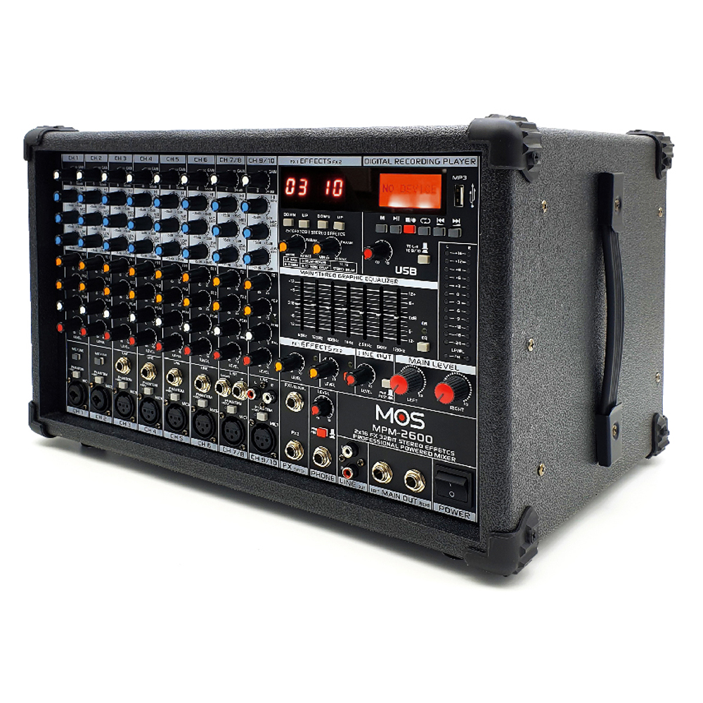 MOS MPM-2600 2채널 파워드믹서 최대 1200W 개별팬텀적용 강당 교회 행사용 : 인풋사운드