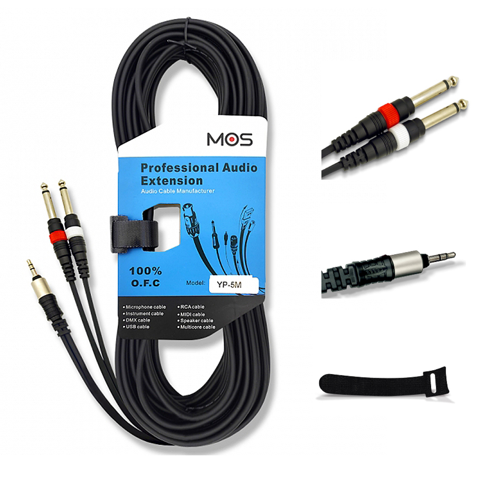 MOS YP-5M 3.5스테레오-55모노 2핀 Y잭 5M 무산소동 오디오케이블 찍찍이 포함 : 인풋사운드