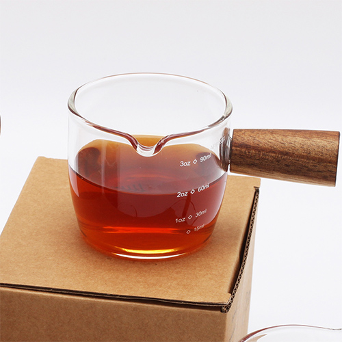 시타 우드핸들 눈금계량 샷잔 100ml (WHC-100) 에스프레소 내열유리 소스볼 시럽잔 : 고고상점 스토어