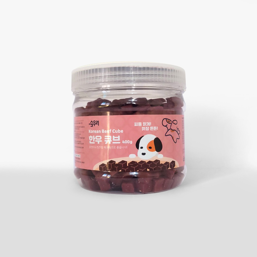 순우리 강아지 통간식 한우큐브 훈련용 칭찬간식 400g : 꼬리연구소