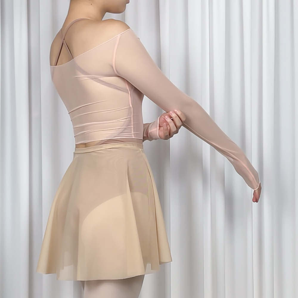 Slim-Fit Mesh Top (Peach) l 슬림핏 매쉬 탑 성인 발레 취미 발레복 : 다프네 로럴