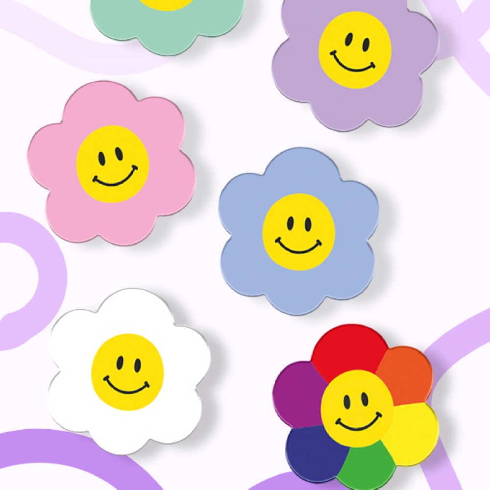 라봉씨 아크릴 디자인 에폭시 스마일플라워 핸드폰 스마트 톡홀더 거치대 : 라봉씨케이스