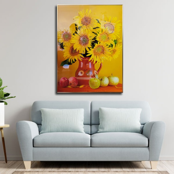 꽃병 해바라기 60X40 그림 집들이 선물 개업 축하 결혼 임신 돈들어오는 액자 거실 인테리어 소품 : 아네샵