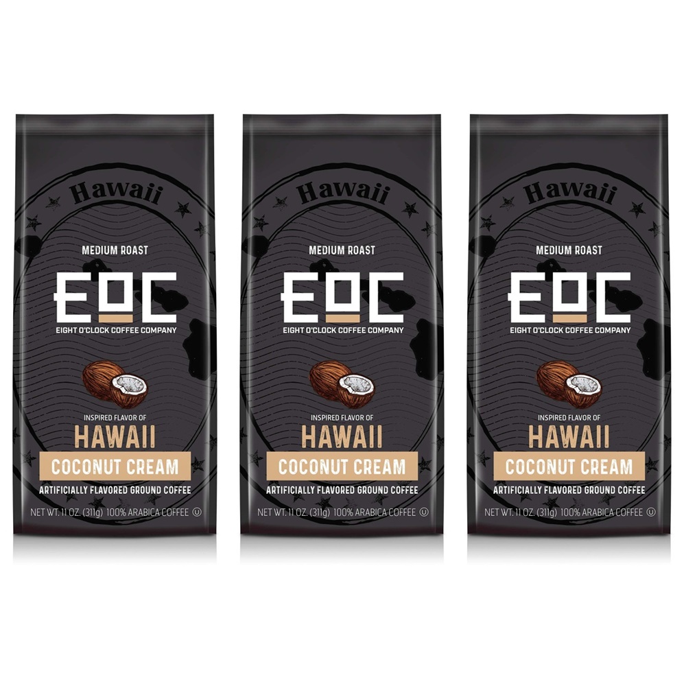 Eight OClock Coffee Hawaii Coconut Cream 미국 에잇 어클락 하와이 코코넛 크림 원두 분쇄 커피 311g 3팩 : 와이제이써클