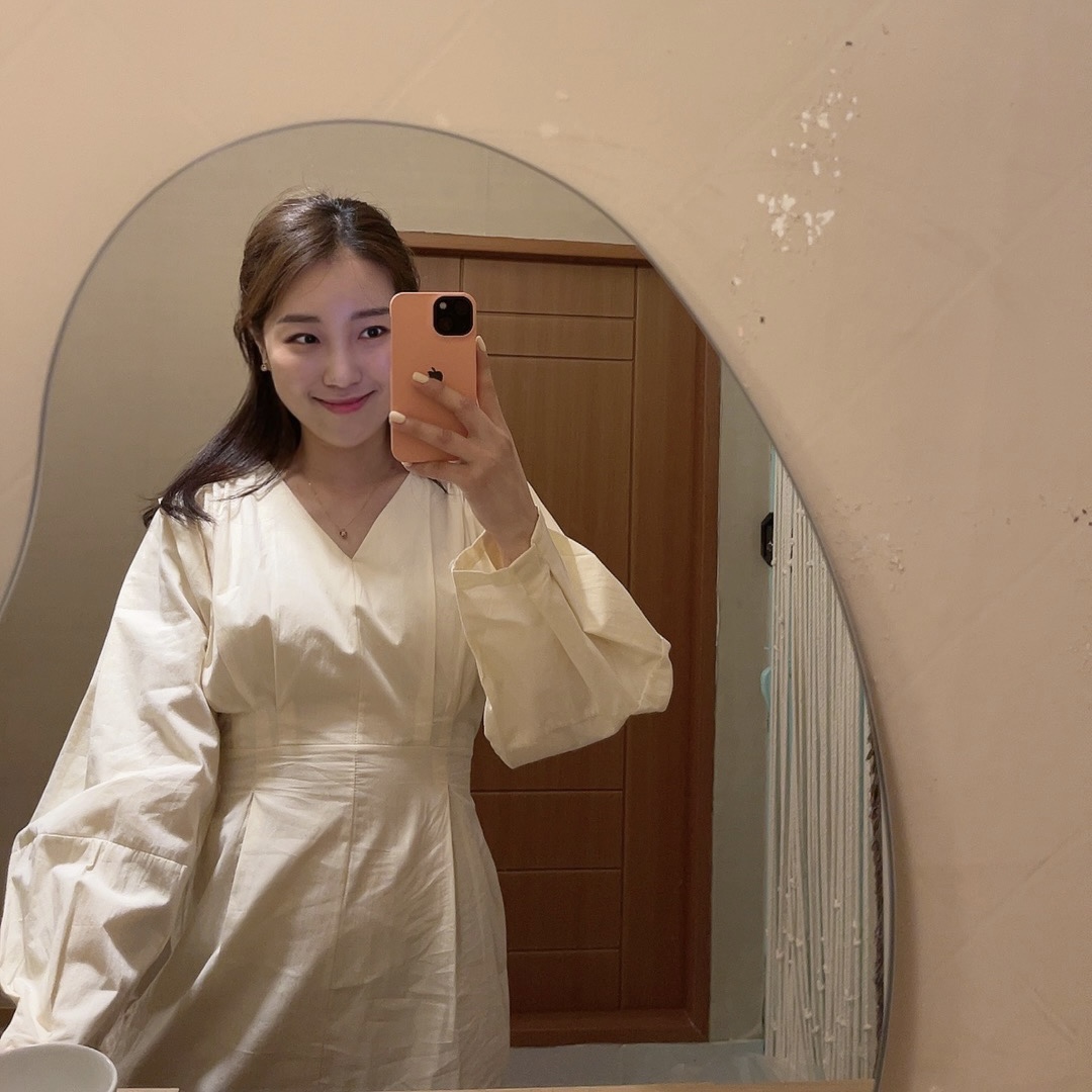 키작녀 원피스 미니 봄 하객 퍼프 핀턱 : 시즈에트