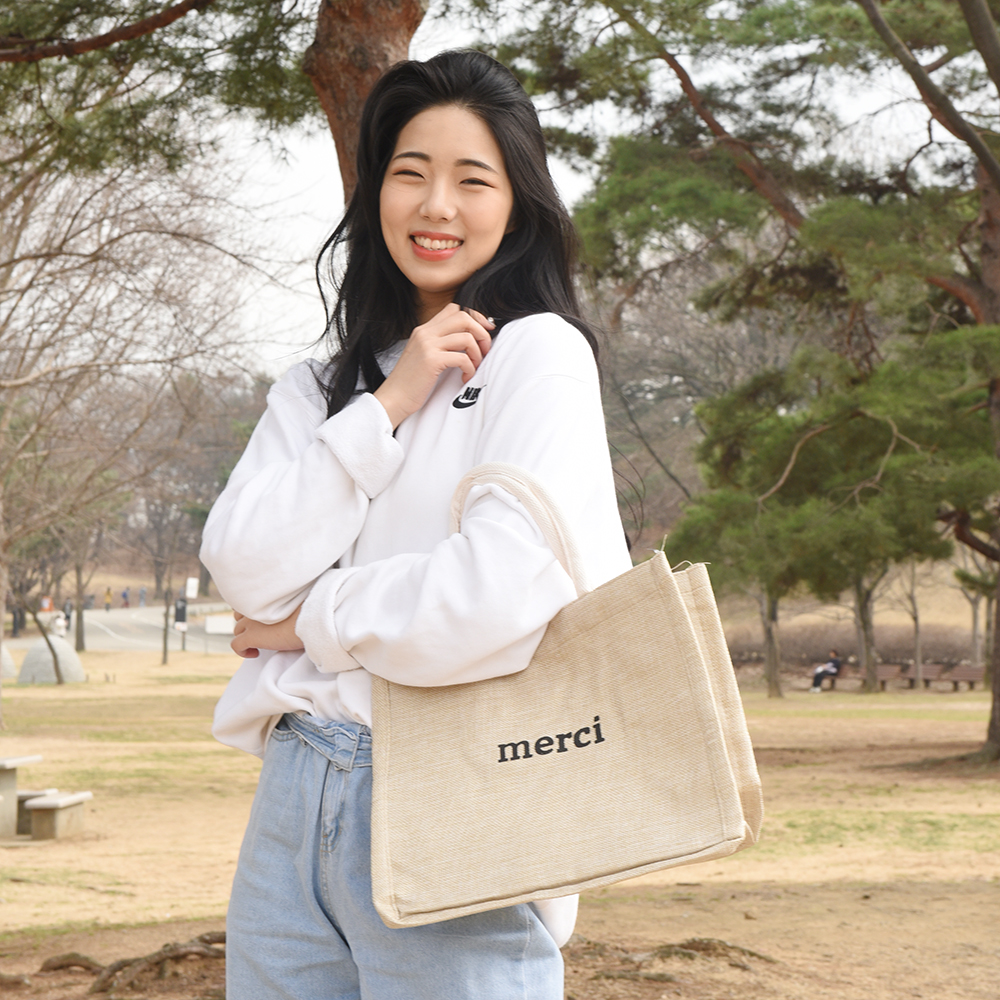 메르시 패브릭 빅 스퀘어 캔버스 토트백 3Colors : 다주소