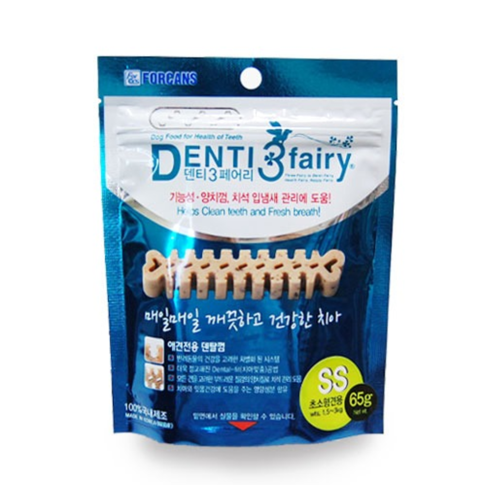 강아지 개껌 덴탈껌 덴티3 페어리 포켄스 치석제거껌 초소형견용 SS 65g : 와일리캣