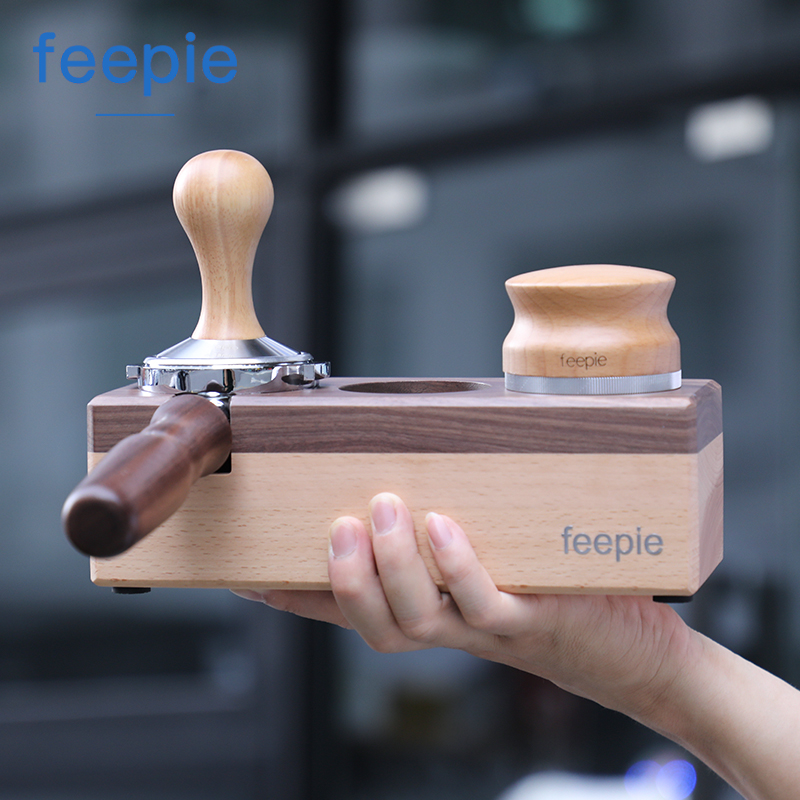 커피 포트 그라인더 드립 콜드브루 Feepie 파우더 시트 너도밤나무호두 프레스 파우더 패드 에스프레소 머신 지지대 브래킷 : 신속
