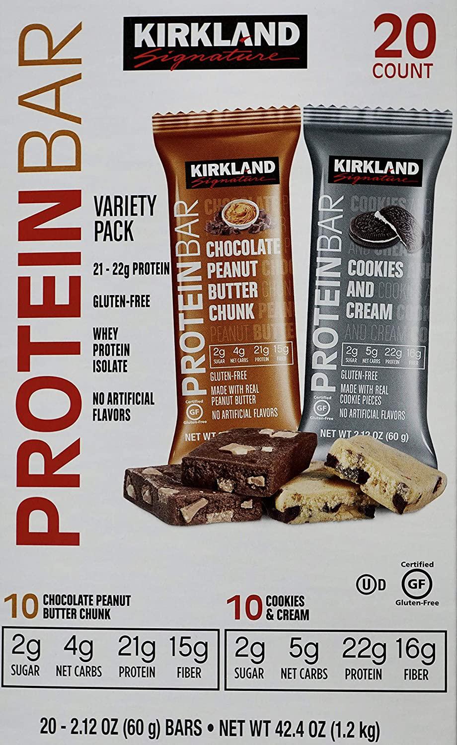 미국 코스트코 커클랜드 프로틴바 60gx20개입 초콜릿 피넛버터&쿠키앤크림 Kirkland Protein Bar : 더 세트
