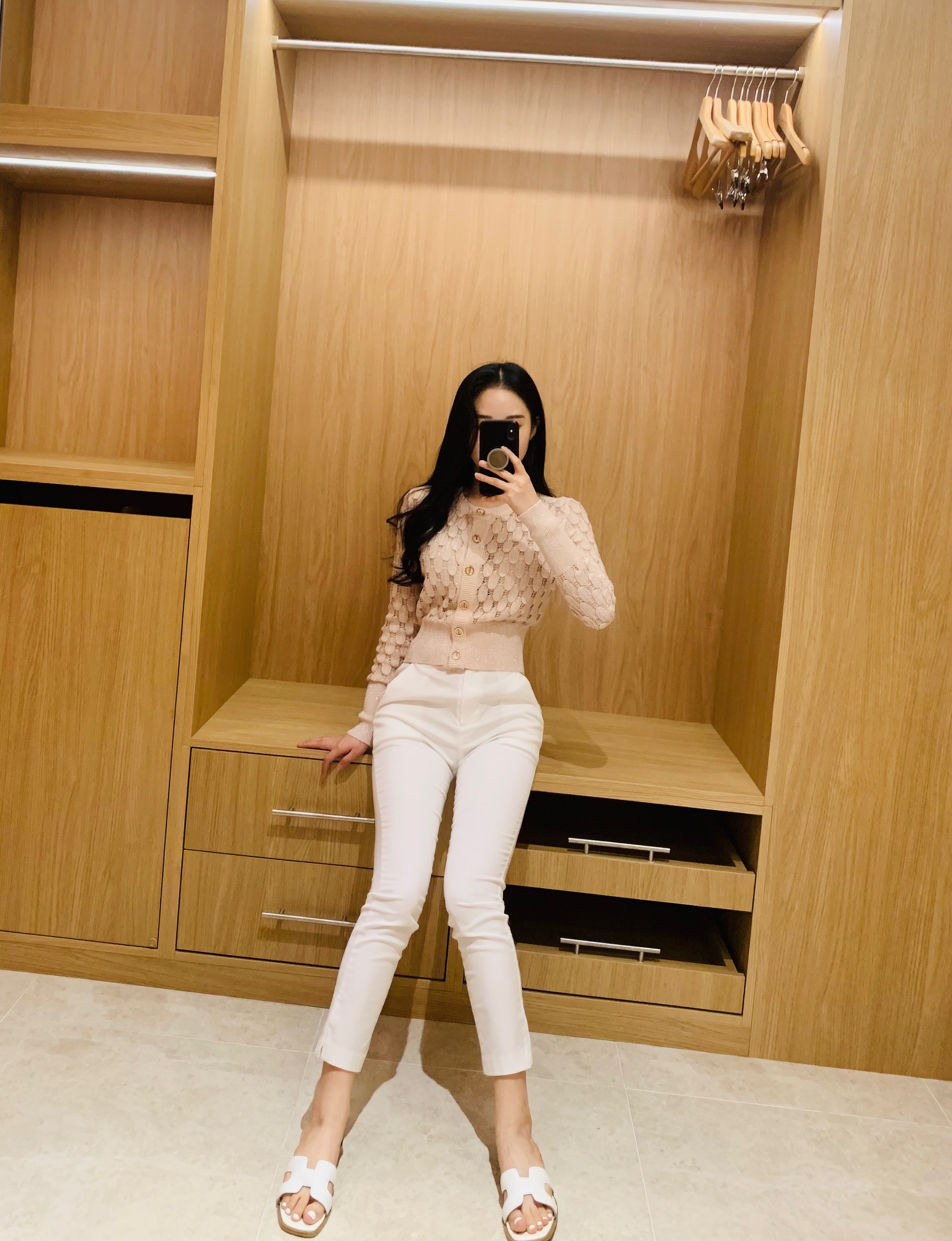 펜 금장 버튼 낙엽 펄 가디건 2color (수입) : 리앤블리