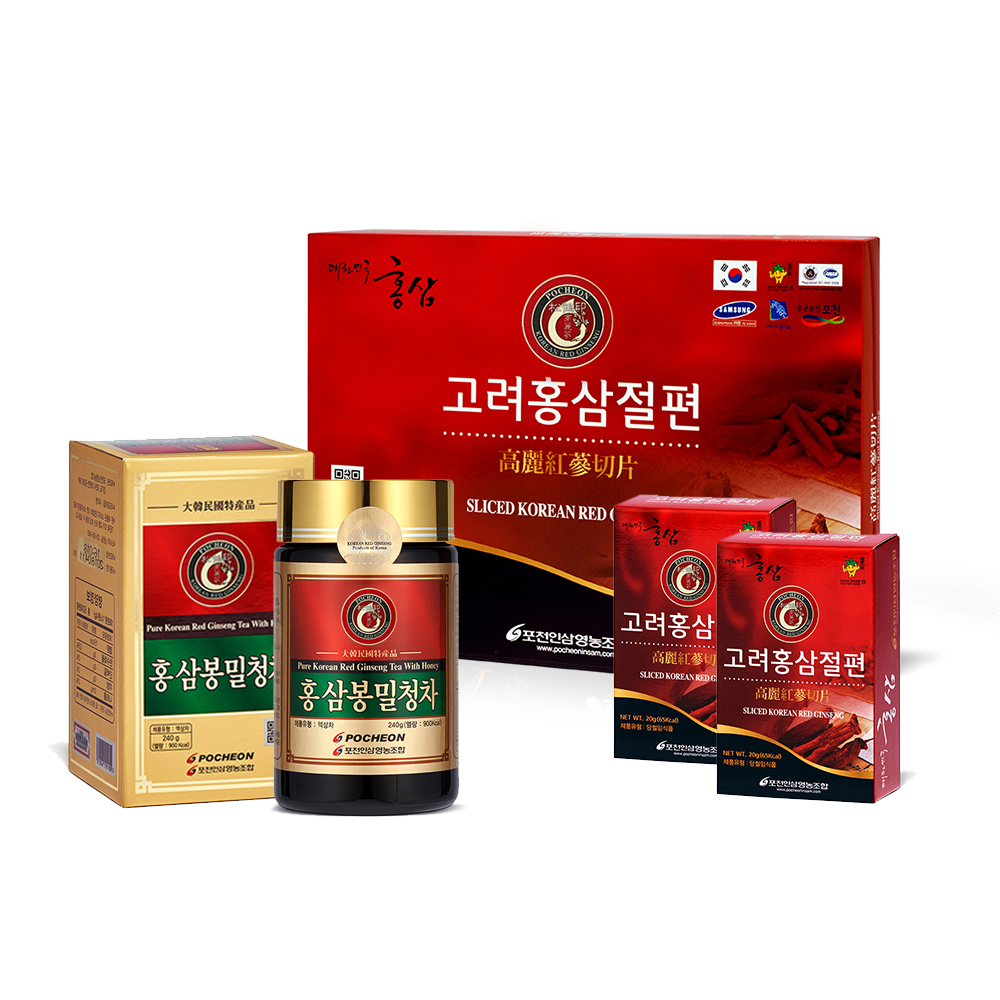 포천인삼 홍삼봉밀청차 240g+고려홍삼절편 200g 선물세트 : 포천인삼영농조합