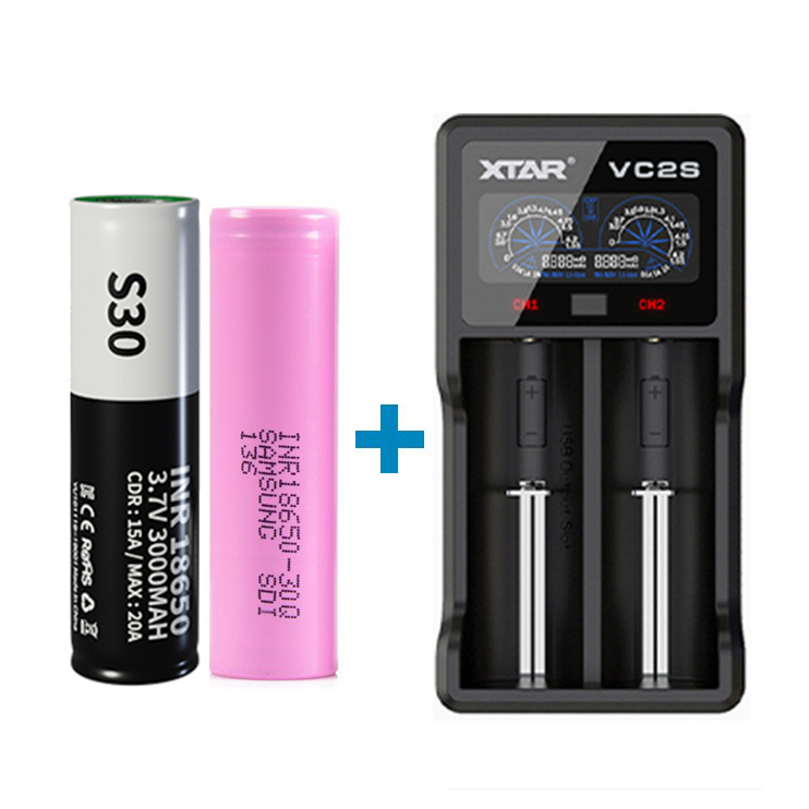 알트플러스 S30 18650 (2개) + 엑스타 VC2SL 2구 급속 충전기 세트 : 베이프먼트
