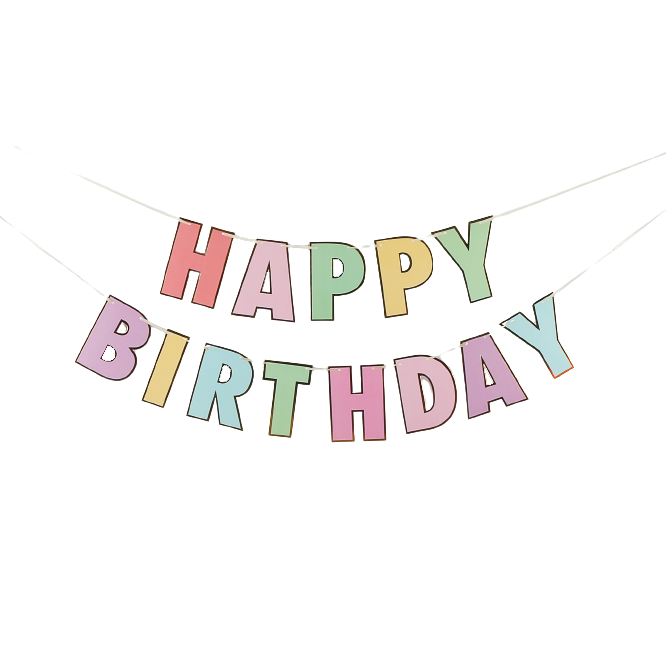 Happy Birthday 파스텔 골드라인 가랜드 / 생일 파티 장식 해피벌스데이 홈파티 용품 : 우와마켓