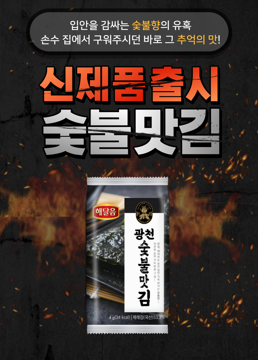 [당일출고] 숯불맛김 도시락 4g ( 숯불향 즉석구이김 맛, 불향 가득) : 해달음광천맛김
