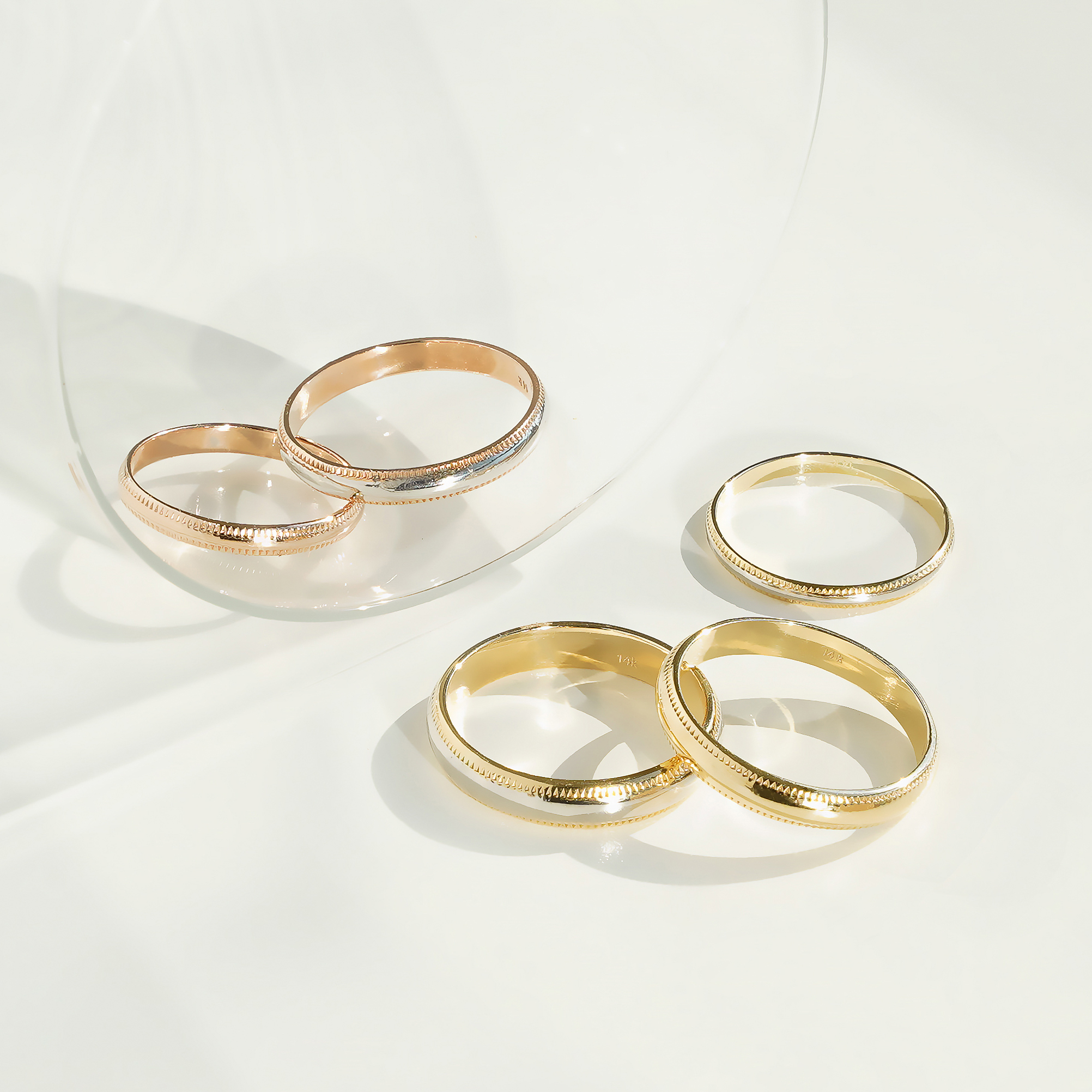 14k 18k GOLD 밀그레인 반지 커플링 : 솔앤솔 Solnsol