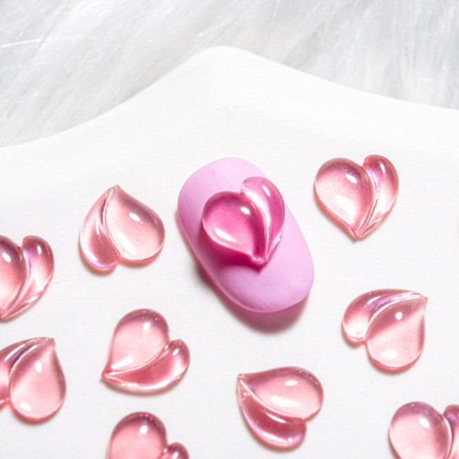 햇빛 하트 복숭아 파츠 (2개입) UV변화 셀프젤네일아트재료 : 네일은재료빨