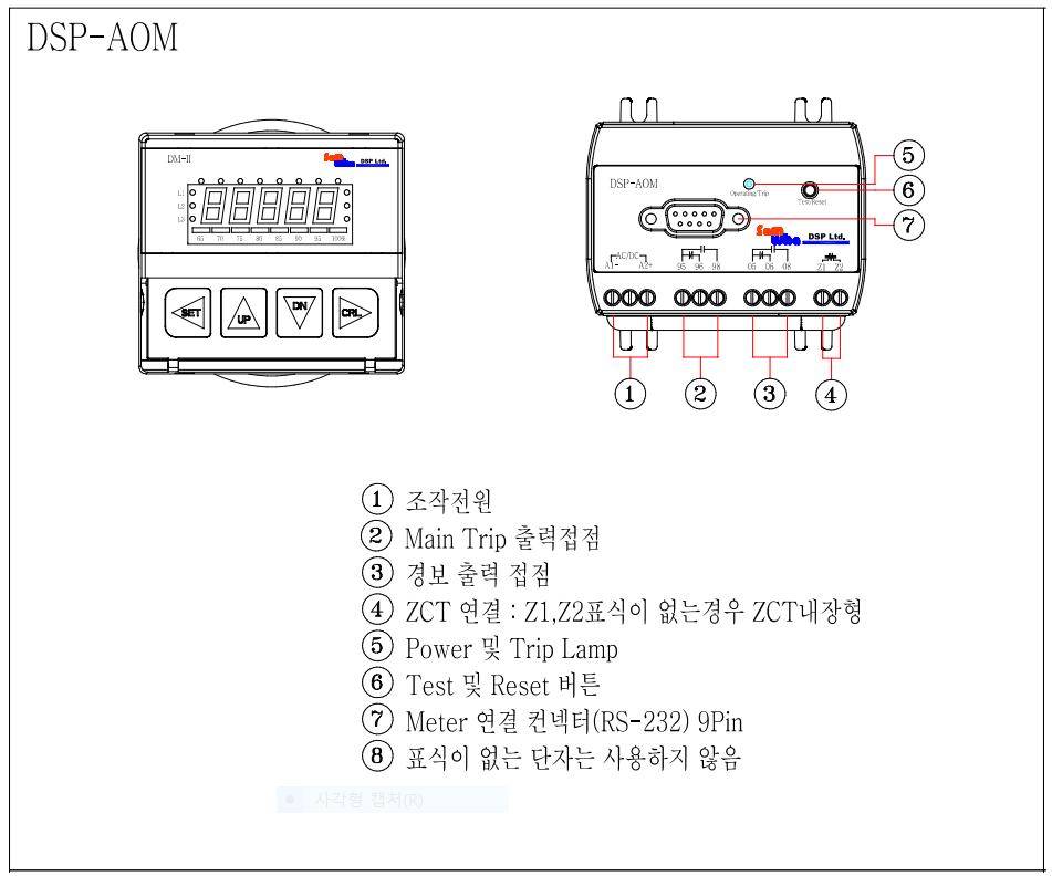 삼화DSP AOM-10Z7, AOM-70Z7 ZCT 내외장 선택 디지털모터보호계전기 : ST테크