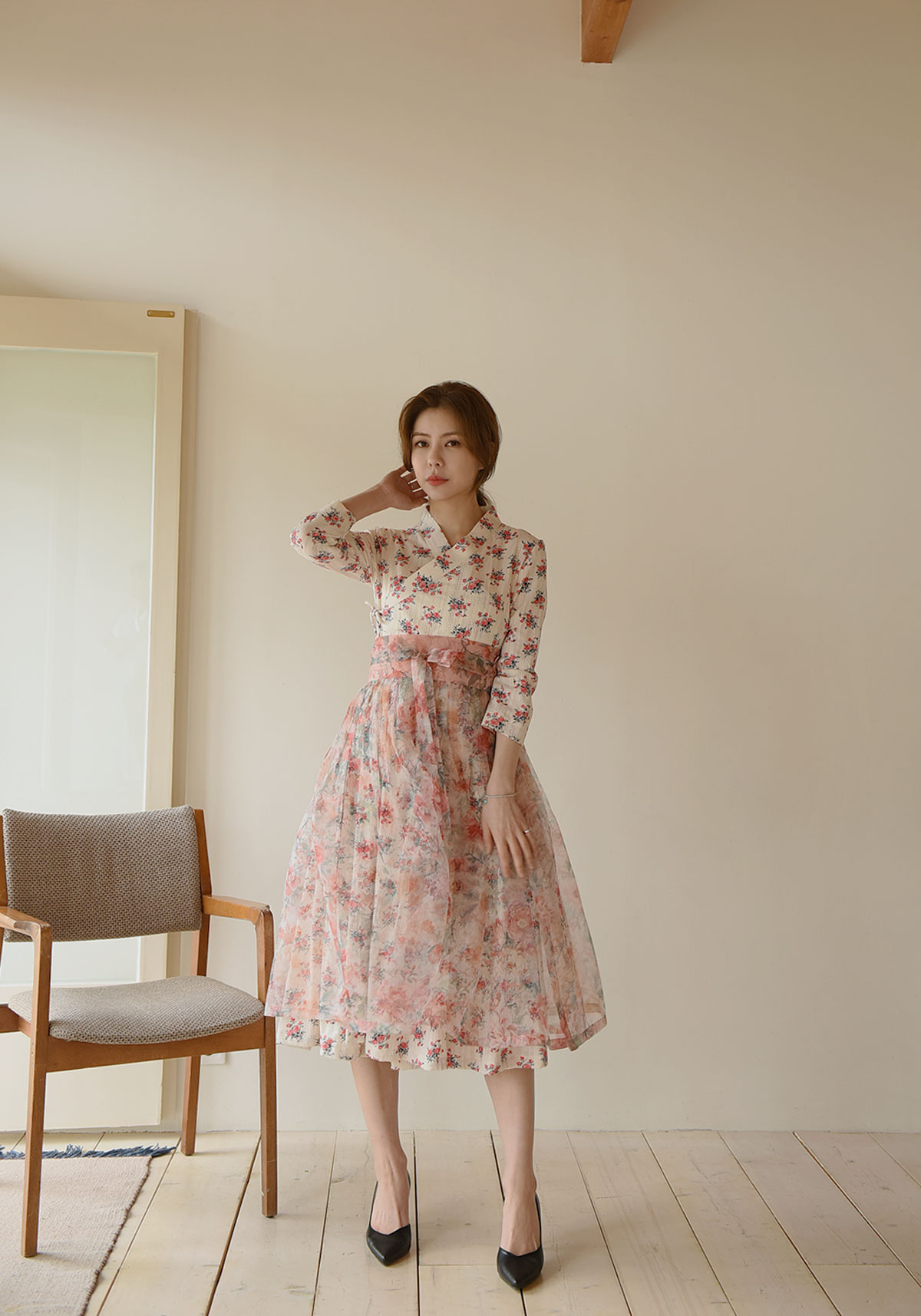 레드플로랄 허리치마 : 더고은 생활한복