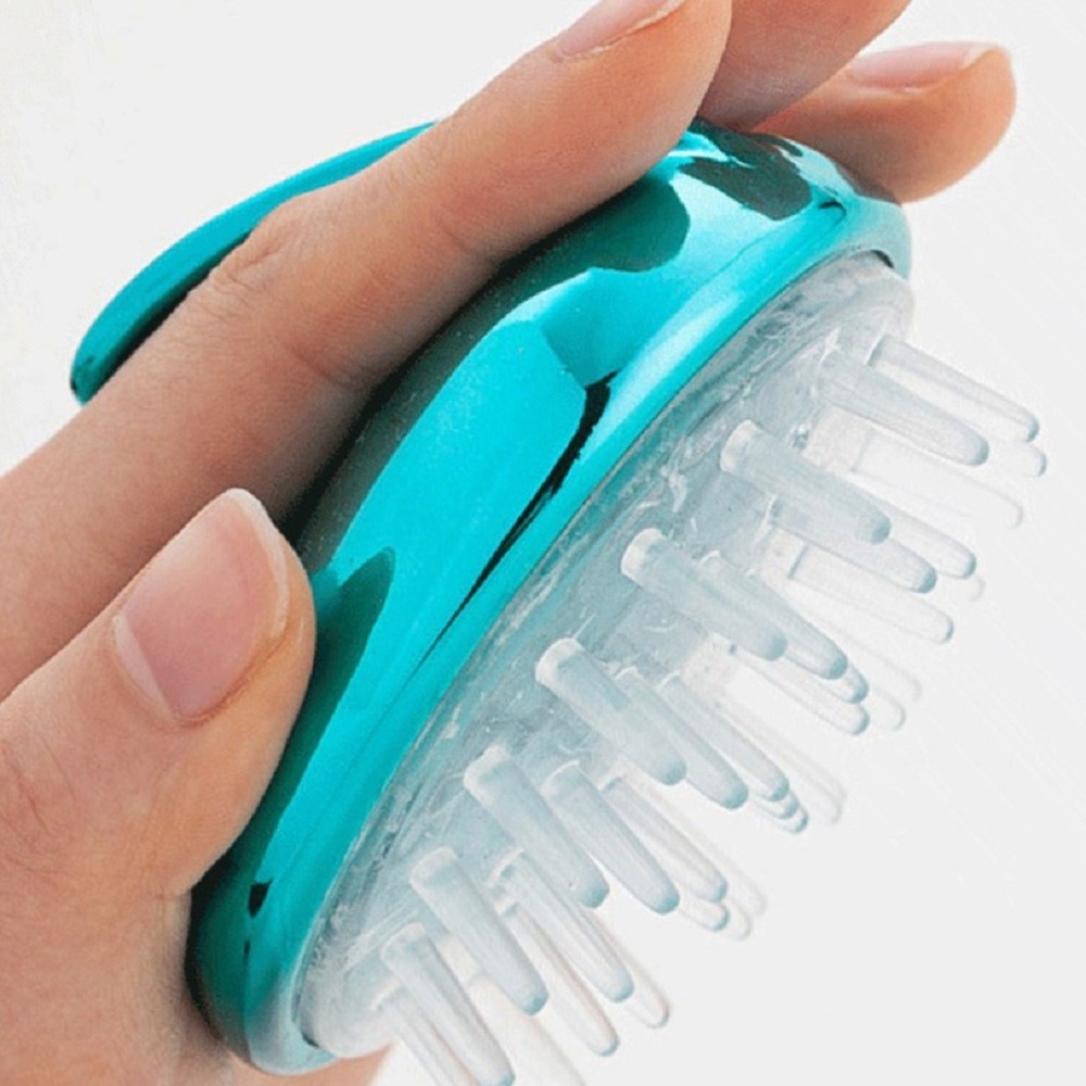 두피 마사지 빗 실리콘 헤어브러쉬 머리감는솔 두피솔 블루 : 가루비몰