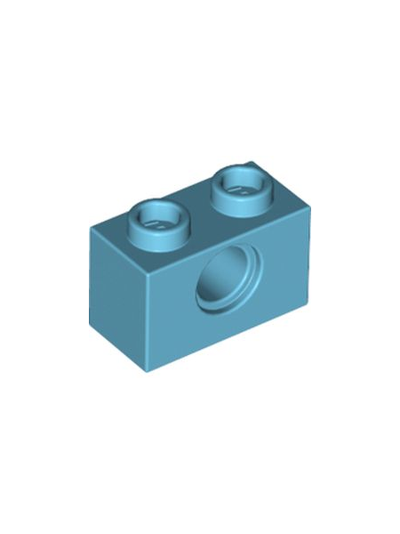 [레고부품] 3700 / Medium Azure Technic, Brick 1 x 2 with Hole : 브릭던전