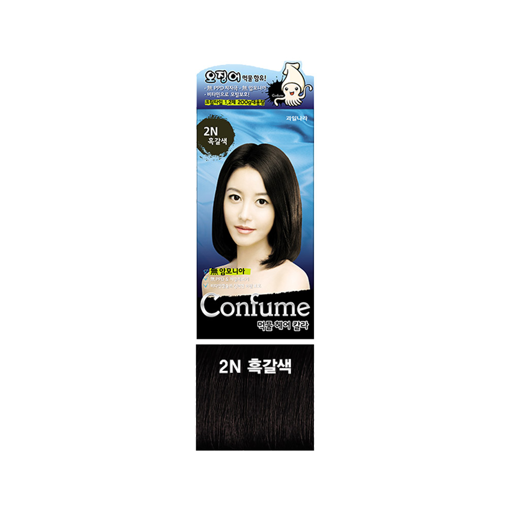 웰코스 컨퓸 먹물 헤어 칼라 2N 흑갈색 200g(대용량) : 박가분