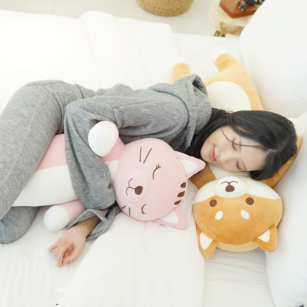 강아지 모찌 바디필로우 롱쿠션 긴베개 안고자는 인형 : 우리앤데코