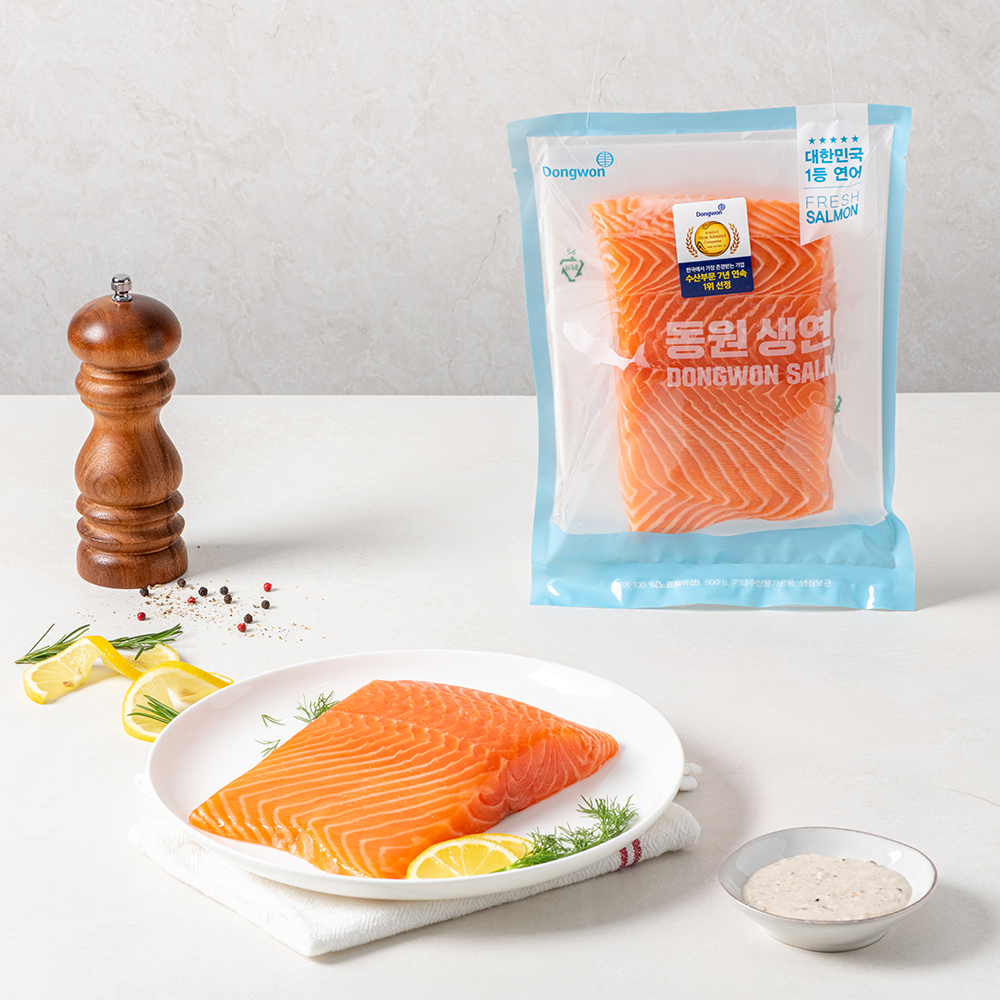 [동원] 노르웨이 항공직송 생연어 500g 연어깍두기 연어큐브 연어횟감 연어회 : 동원참치