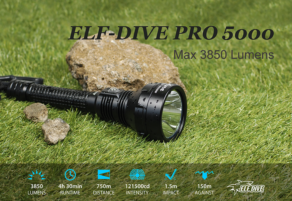 엘프 ELF DIVE PRO 5000 Aura 수중 써치 라이트 스킨 워킹 다이빙 랜턴 해루질 꽃게 낙지 : 엘프다이브 서해총판
