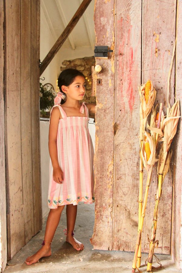 SS22 봉주르 다이어리 핑크 덱 체어 스트라이프 롱 스커트 원피스 SS22 BONJOUR DIARY Pink Deck Chair Stripe Long Skirt Dress... 