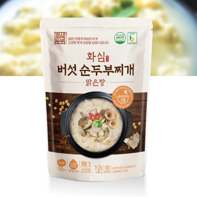 완주맛집 화심두부 버섯 순두부찌개 맑은탕 680g : 아빠마트