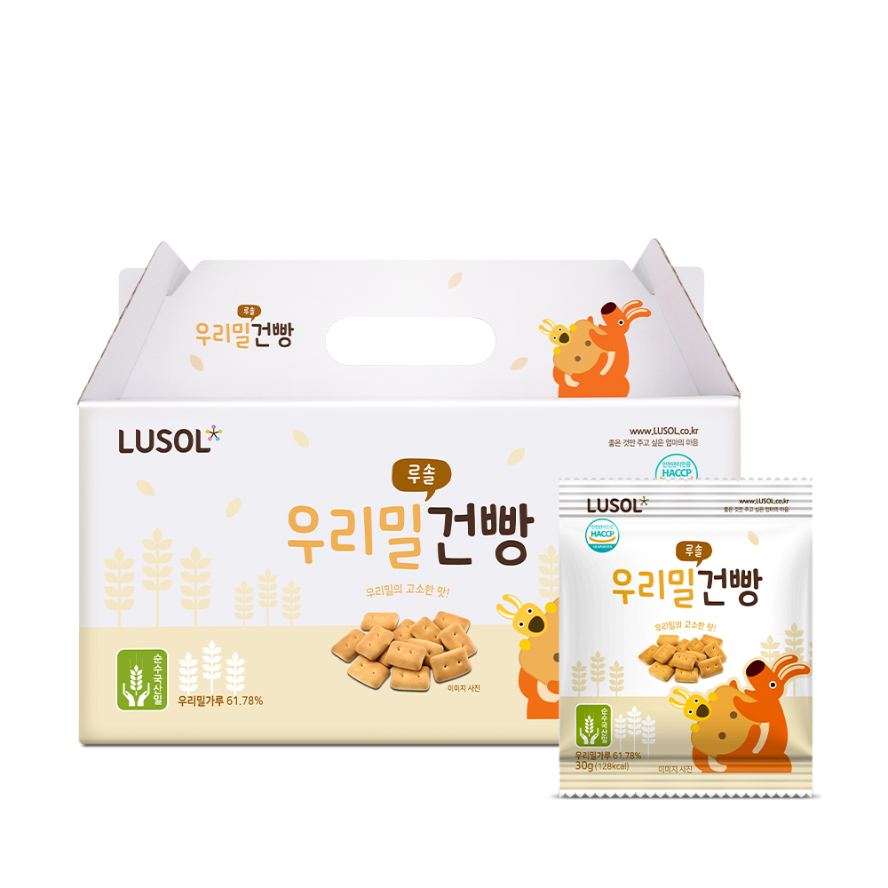[루솔] 우리밀 건빵 선물박스 (20개입) 온가족 간식 국산밀 : 루솔