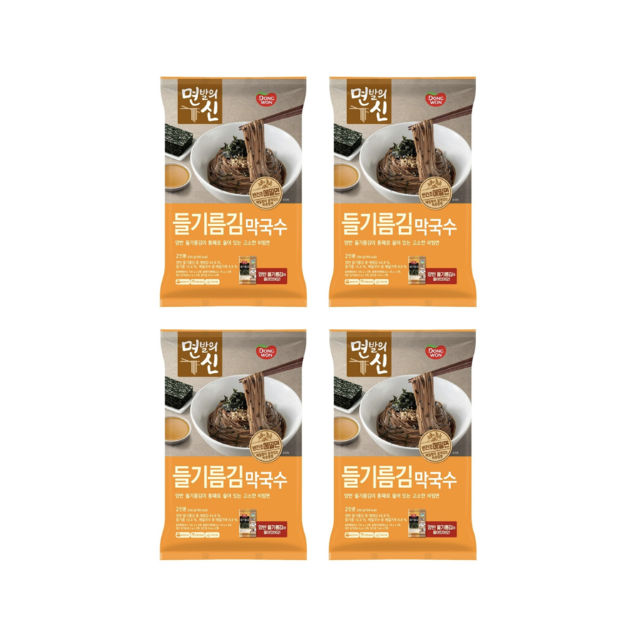 반건조 메밀면 동원 면발의 신 들기름김막국수 250g, 4개 : 이레마켓몰